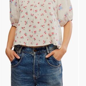 Free People Floral Print Blouse size XL